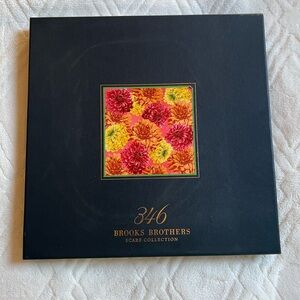 Brooks Brothers Silk Scarf with Green and Orange Accents